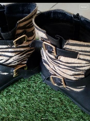 Bottines noire léopard avec brides  taille 40