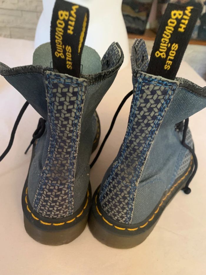 Bottines Dr Martens 1460 en toile et cuir bleus souples, pointure 36 - photo numéro 15