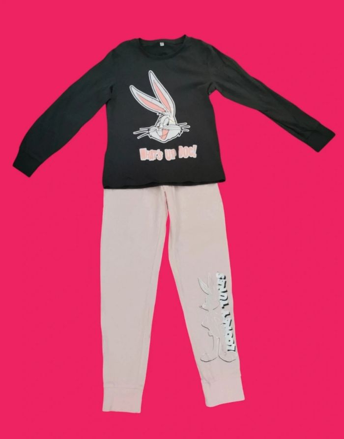 Pyjama bugs bunny C&A rose et gris neuf taille 9 ans