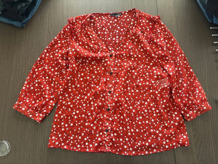 Blouse fluide à fleurs rouge Etam