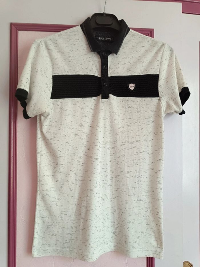 Polo écru noir " Blvck" en T.L - photo numéro 5