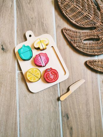 🍄 Dinette puzzle 2 en 1 légumes sur plateau en bois