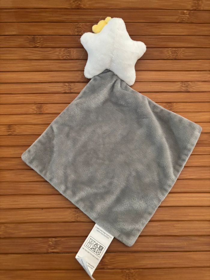 Doudou étoile blanche mouchoir gris bebe douceur - photo numéro 3