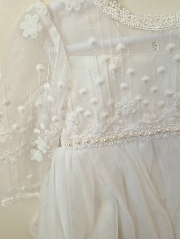 🤍 Robe de cérémonie blanche manches transparentes 12 mois - photo numéro 3