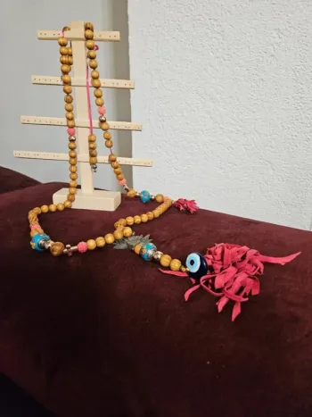 Collier Barocco Unique - Perles, Oeil Turc et Pompon Rouge - Style Bohème Chic