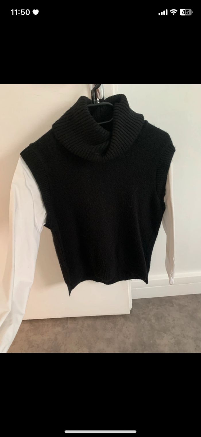 Pull col roulé avec manche chemise