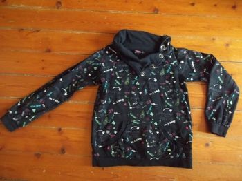 Sweat noir imprimé col montant Bilook 12 ans/152 cm (SW2)