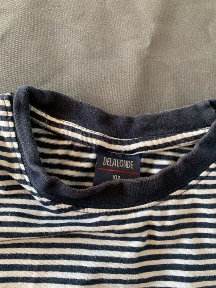 Tee-shirt rayé marin bleu blanc 10 ans Delalonde marine - photo numéro 3