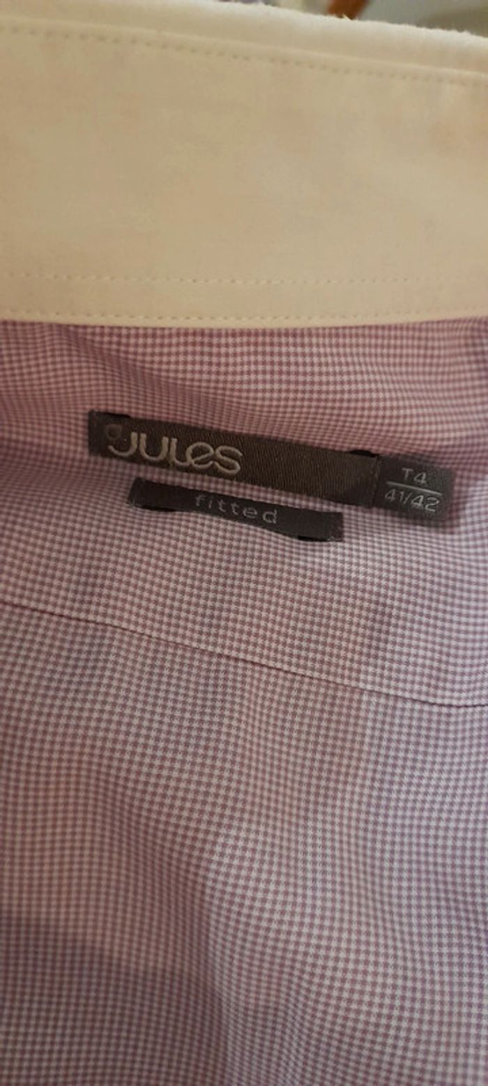 Chemise fitted manches courtes Jules taille l couleur lila et blanc - photo numéro 3