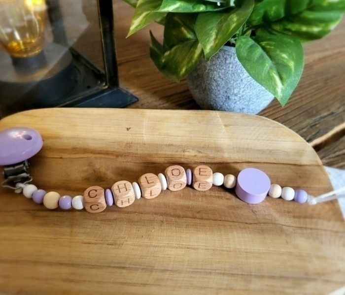 Attache-tétine bois motif au choix - photo numéro 3