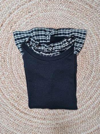 Pull noir effet chemise