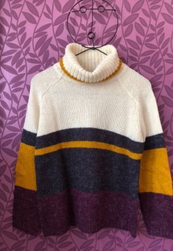 Pull Bordeaux et moutarde