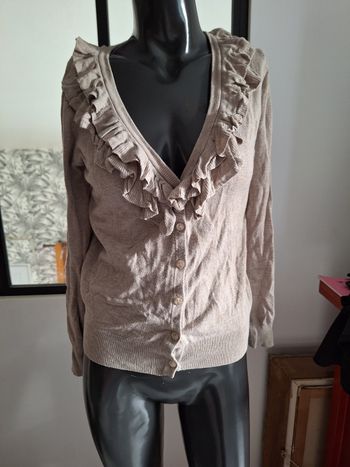 Gilet beige à froufrous 36 gémo