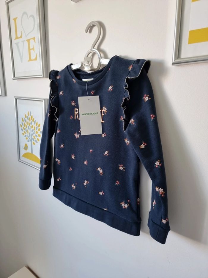 Sweat fleur marine rigolote vertbaudet taille 4ans neuf - photo numéro 3
