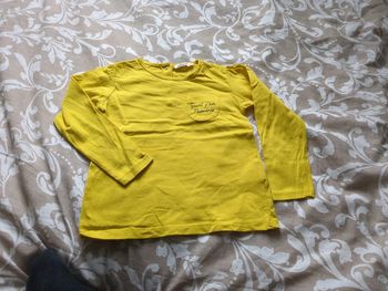 T-shirt jaune texte sacré p'tit numéro gemo neuf 3 ans fille