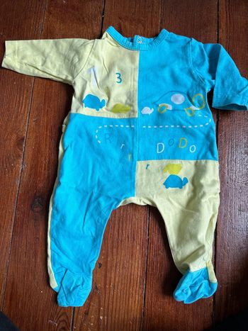 Pyjama Sucre d’Orge bleu-jaune été 1 mois