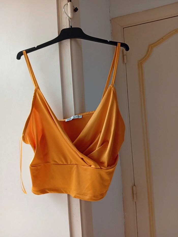 Crop top doré Zara S