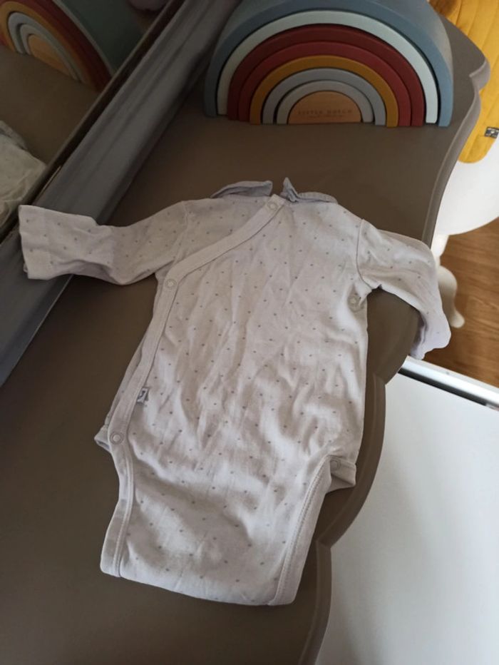 Body blanc à pois gris 3 mois Jacadi - photo numéro 5