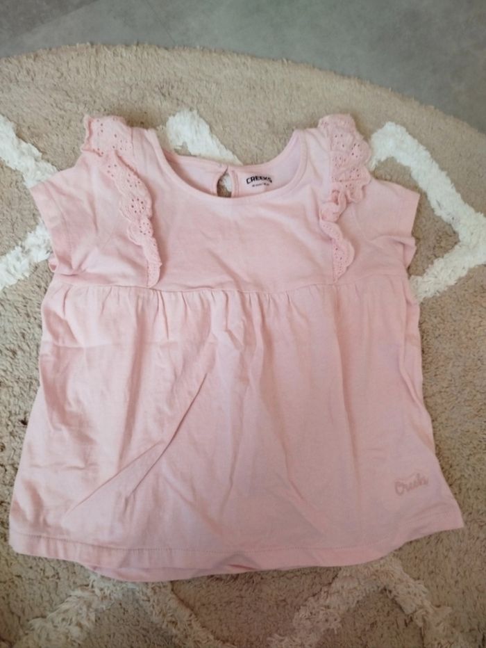 T-shirt Bb fille manches courtes Creeks rose 36 mois