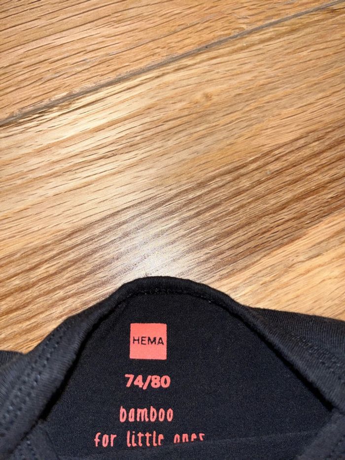 Body noir en bamboo hema très bon état 74-80cm/12mois - photo numéro 2