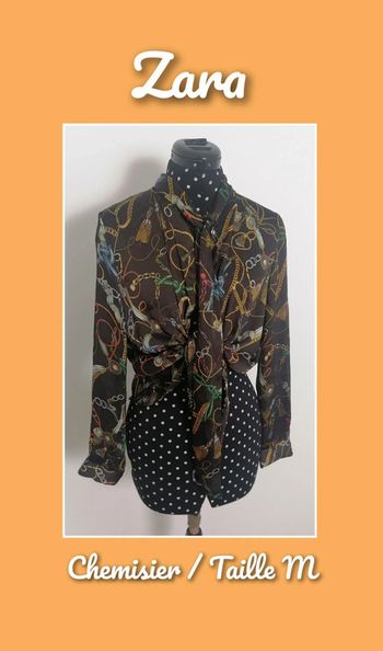 Chemisier / blous marron multicolore bijoux Taille M Zara Basic