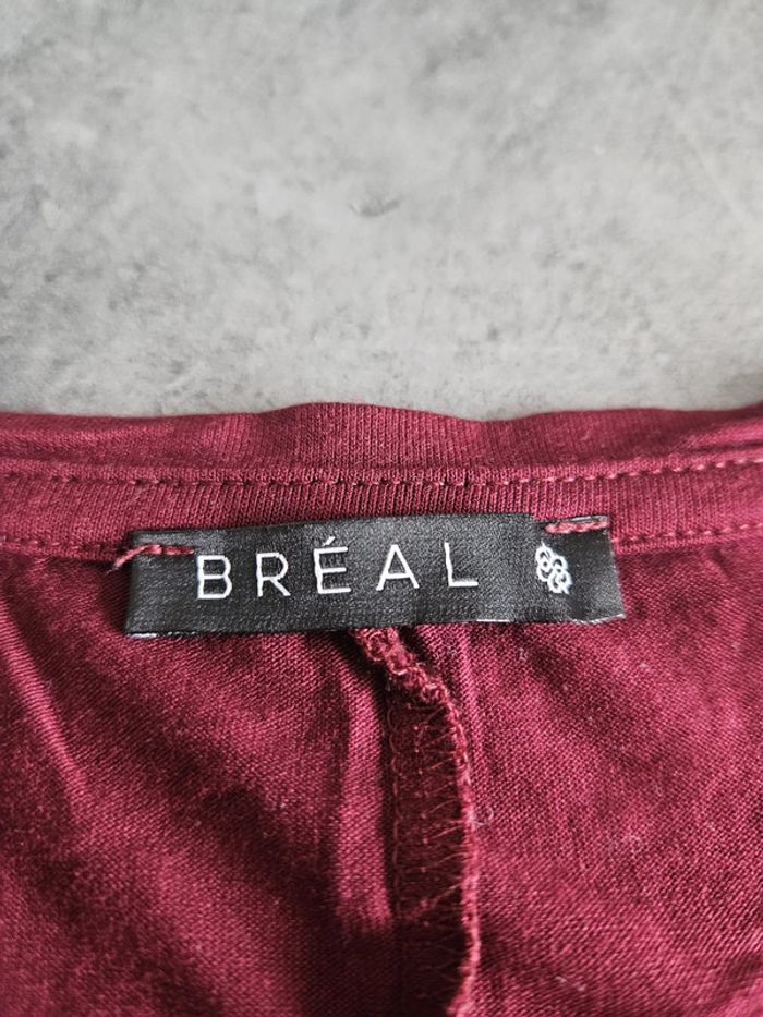 Blouse manches 3/4 femme - Taille 5 (44 / XXL) - Bréal - Bordeaux sérigraphie avec strass - photo numéro 2