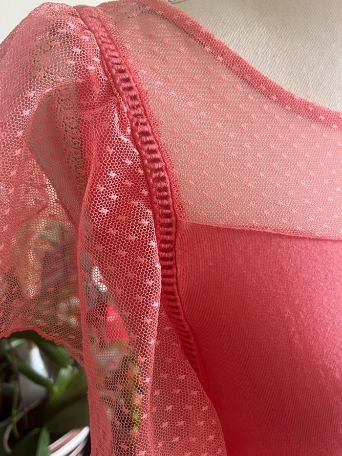 Blouse chic rose manches papillon plumetis NafNaf - photo numéro 5