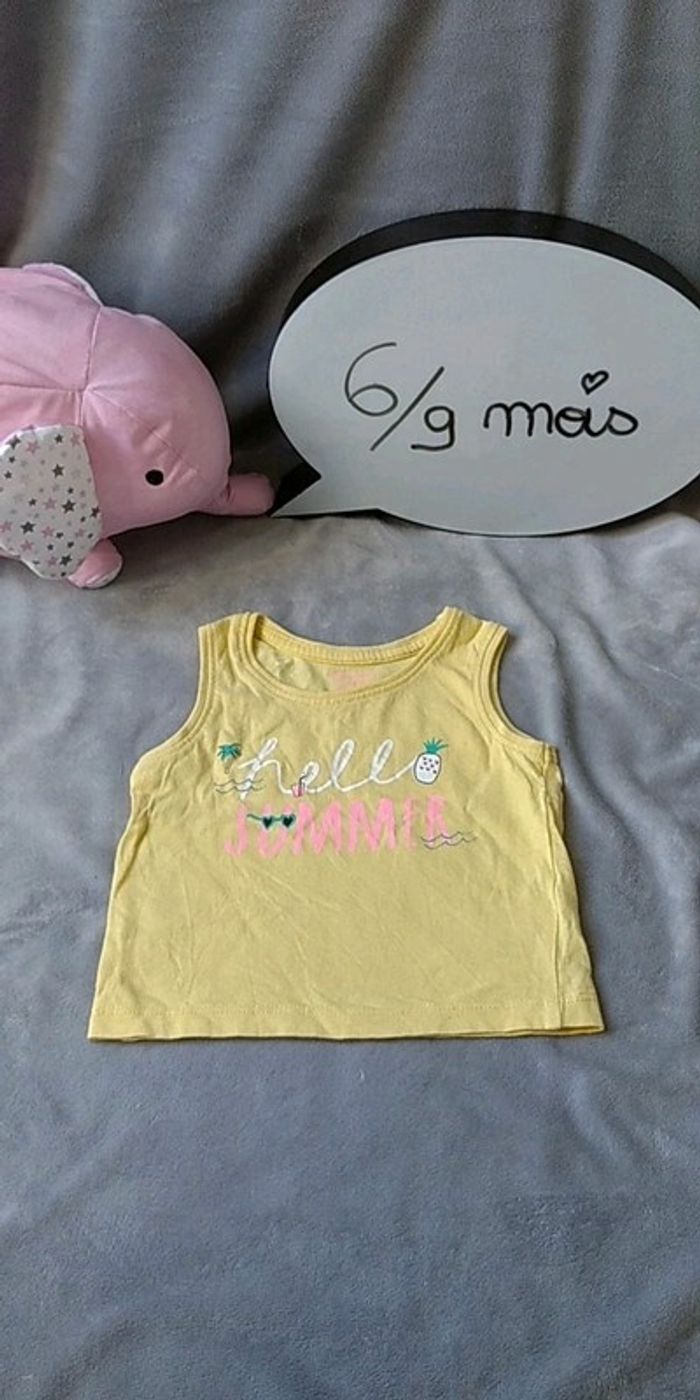 Tee shirt sans manche Fille 6/9 mois "Hello summer" ananas Primark 100% coton
