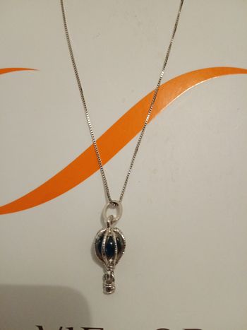 Collier femme argent 925 millième, pendentif perle d'eau douce noir