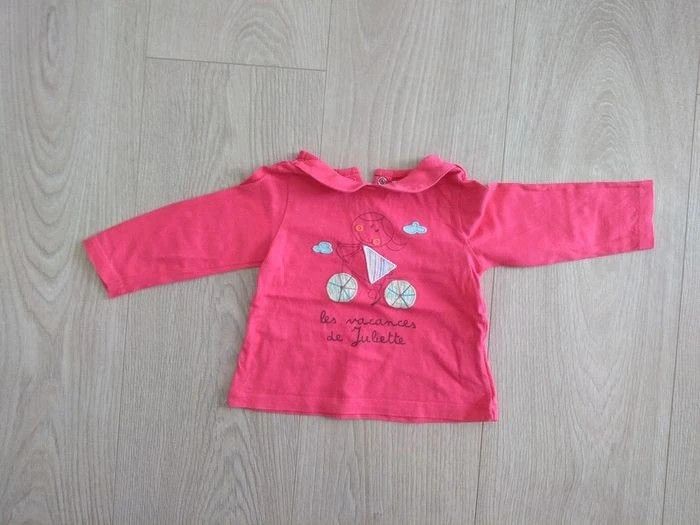 Ensemble fille salopette jean pantalon, tee shirt DPAM 6 mois - photo numéro 4