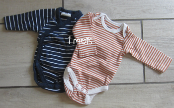 Lot de 2 bodies taille 1 mois