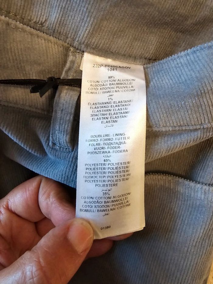 Pantalon velours côtelé gris Caroll Taille 36 - photo numéro 5