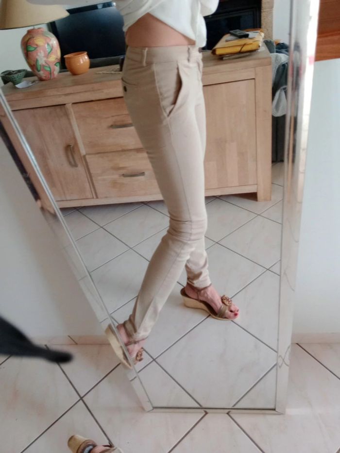 Pantalon femme 34 beige c78 - photo numéro 3