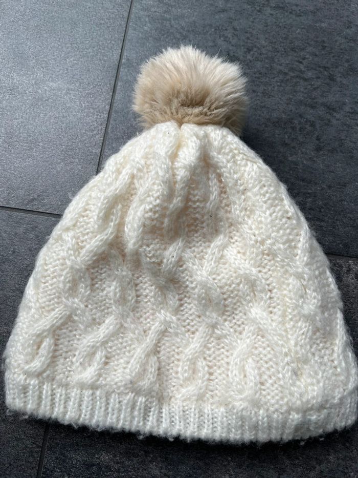 Bonnet à pompon écru Monoprix 7-10 ans