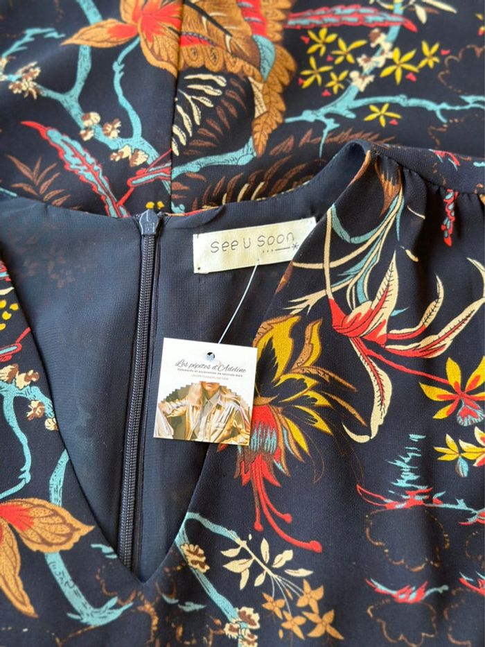 Robe fluide à motifs floraux et feuillages, taille 36 - See U Soon - photo numéro 9