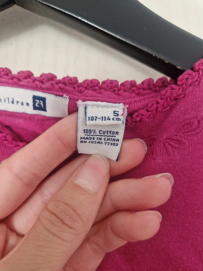 Jolie haut à manche longue rose fille zara 5 ans 100% coton - photo numéro 6