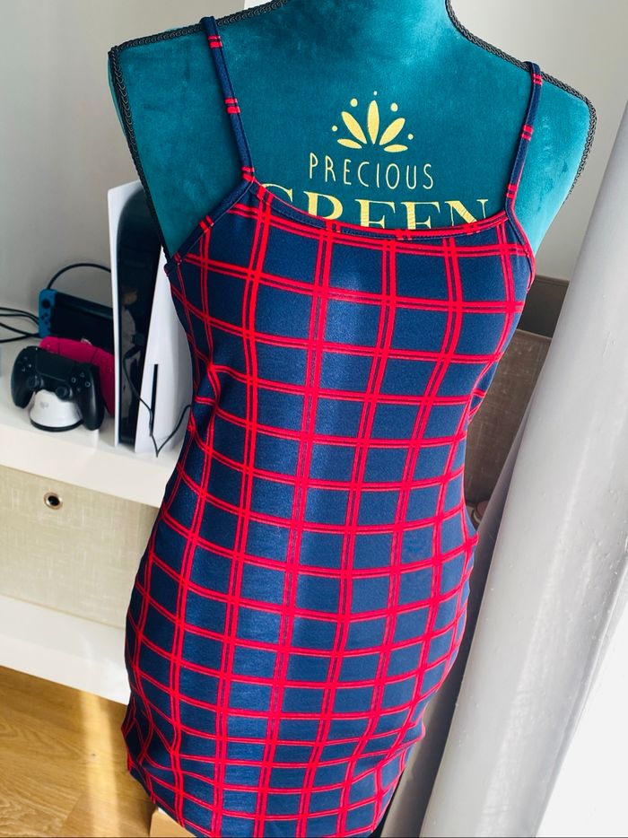 Robe SHEIN Carreaux Bleu Rouge - photo numéro 4