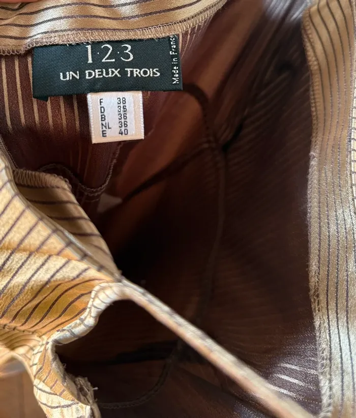 Robe 123 fines bretelles couleur or bronze a rayures - photo numéro 3