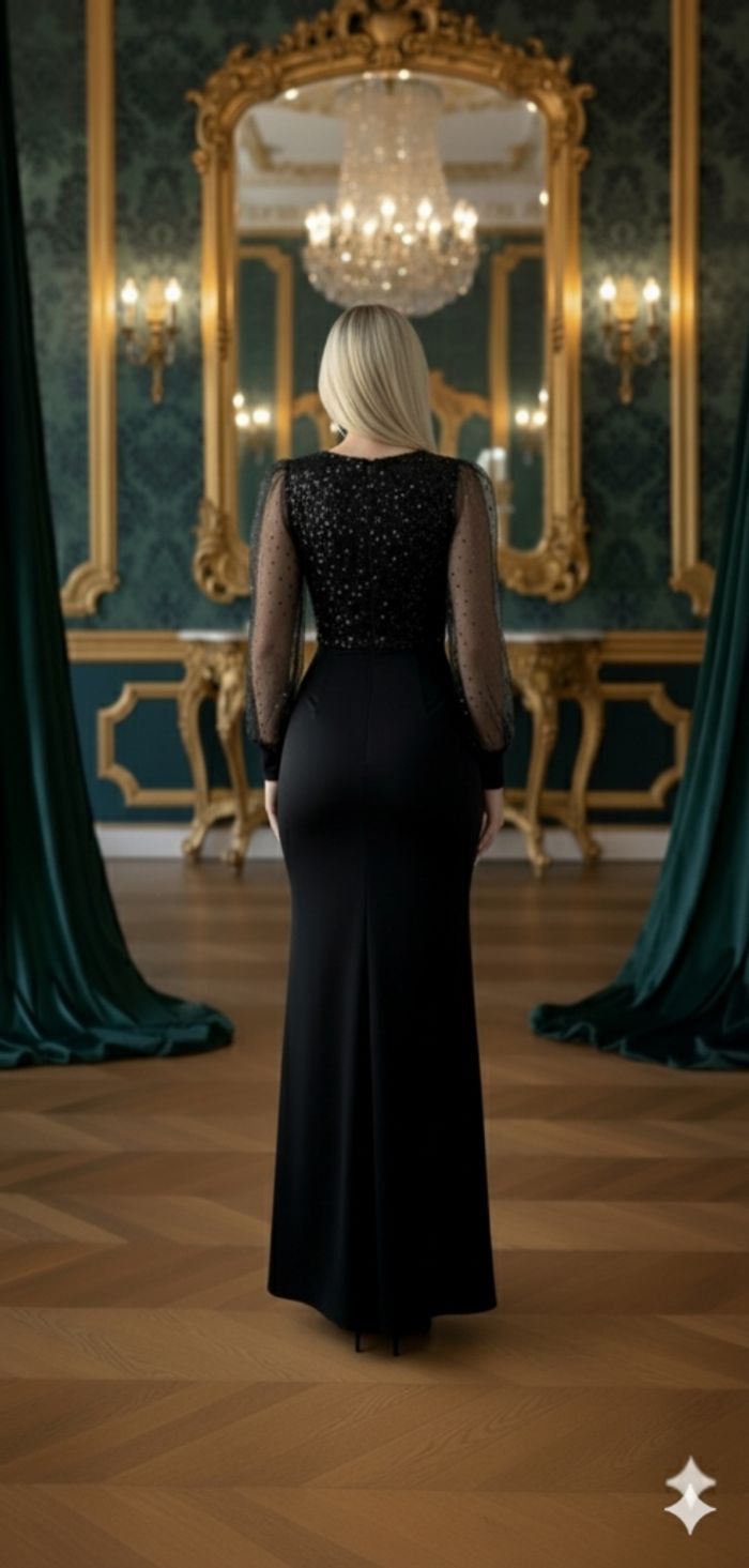 Magnifique robe noire de cérémonie taille 44  XL - photo numéro 2