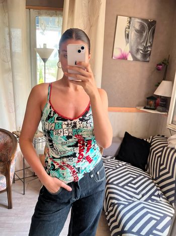 Top débardeur coquette dentelle y2k 2000yer grunge bohème champêtre