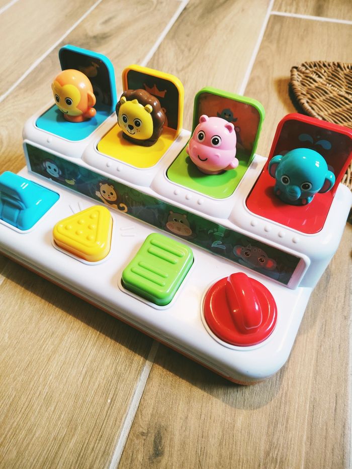 🦁Jeu d'eveil Pop up en plastique avec chiffres et animaux - photo numéro 2