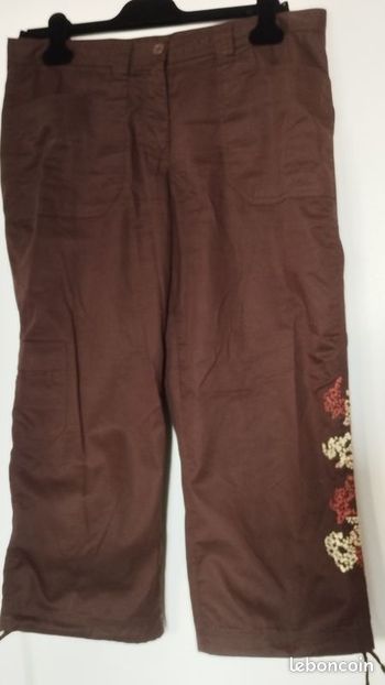 Pantalon 3/4 marron femme 42 