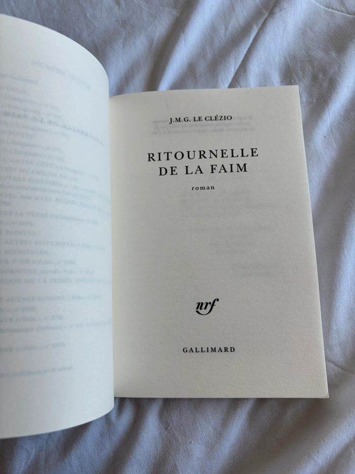 Livre Ritournelle de la faim – J.M.G. Le Clézio – Éd. Gallimard 2008 - photo numéro 7
