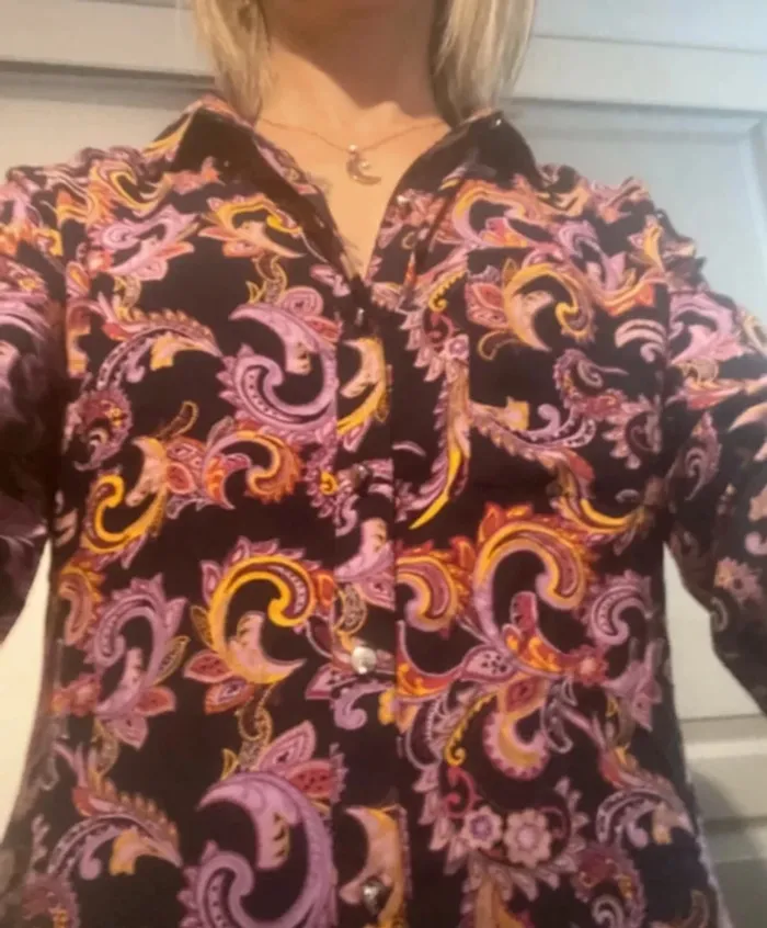 Robe cachemire violet jaune Anna Karel t38 neuve - photo numéro 5