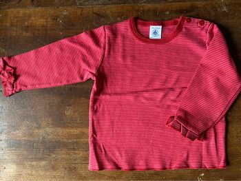 Tee-shirt raye rose et rouge 18m Petit Bateau