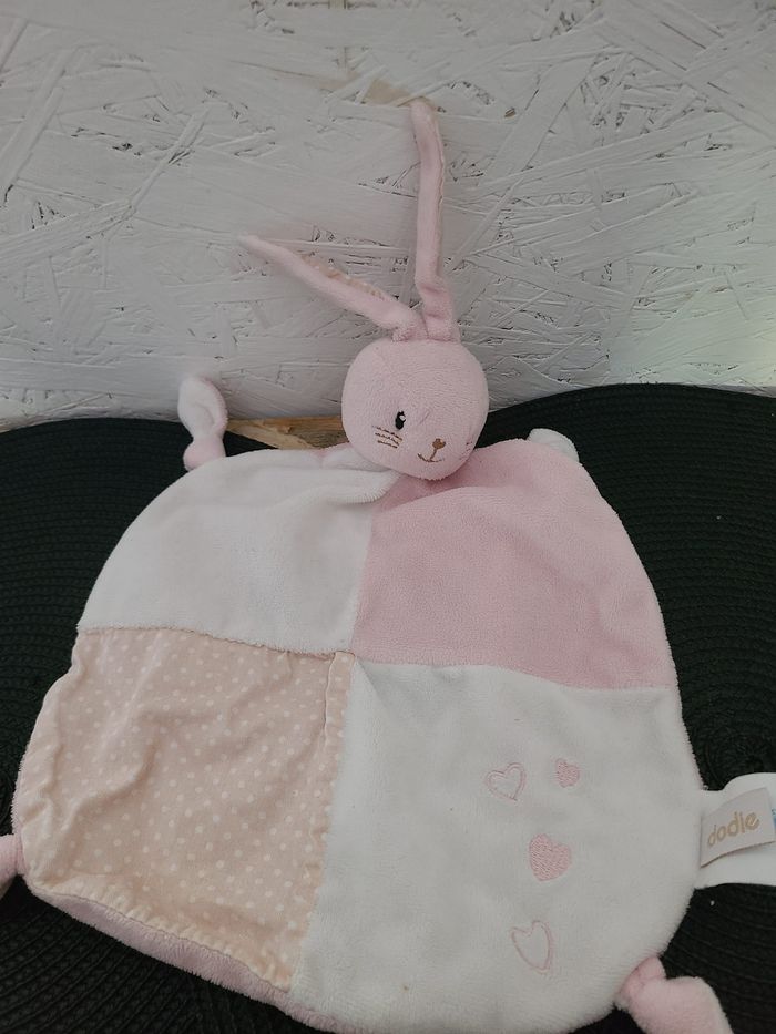 Doudou plat lapin DODIE rose blanc coeurs Mon doudou d'amour - photo numéro 5