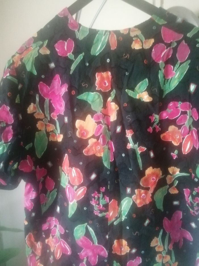 Veste tailleur noir fleurie Taille 46 "Paul Mausner" - photo numéro 6