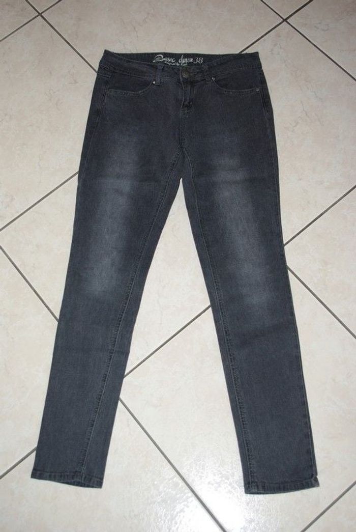 jean slim noir/gris kiabi 38