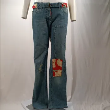 Jeans empiècement fleuri - Kenzo Paris - Taille 36 A1216