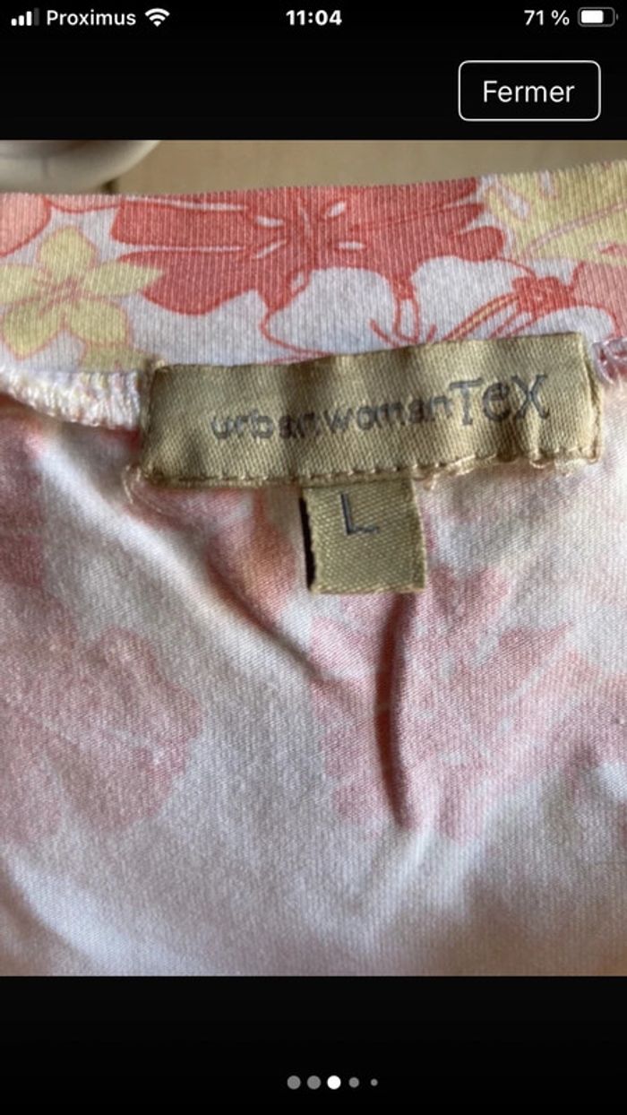 Superbe t-shirt blouse sans manches fleurie couleurs pastel taille L - photo numéro 3
